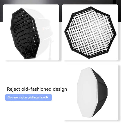 TRIOPO Foldable Octagon Softbox – 55cm, 65cm, 90cm, 120cm Bowens Mount for Sokani X100, COLBOR CL60, Godox & Aputure LED Video Lights