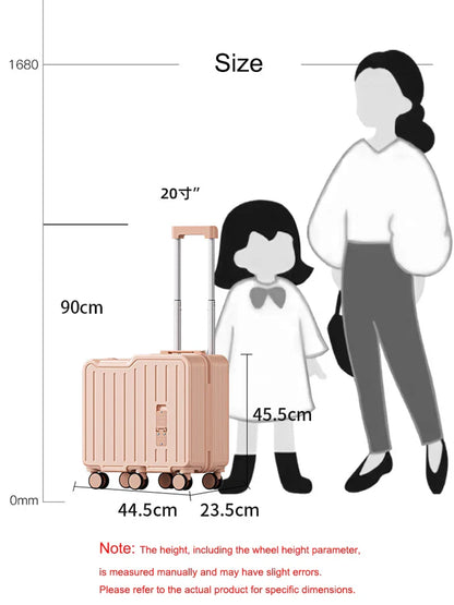 2024 Kids 20-Inch Travel Suitcase – Mini Luggage with Six Wheels, Sitting & Riding Feature, Folding Foot Pedal