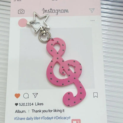 Kawaii Cartoon Acrylic Keychain - Sweet Musical Note Bag Charm & Fashion Illustration Accessory