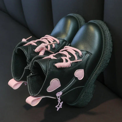 Girls’ Winter Boots - Pink Princess Rubber Boots with Soft Sole, Side Zip & Round Toe