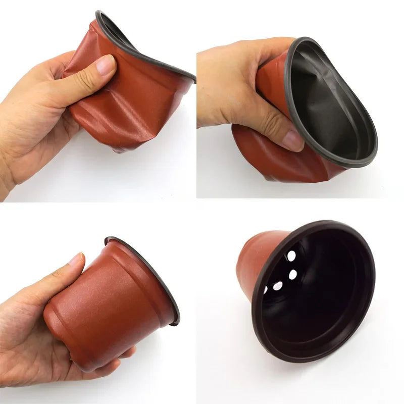 Plastic Flower Pot Grow Box with Fall-Resistant Tray – Nursery & Transplant Pots for Home Garden Plants