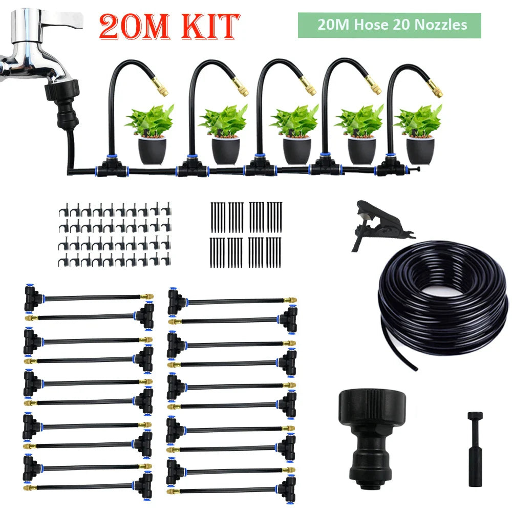 DIY Universal Spray Kit - Flexible Bending Design for Greenhouse, Garden, Patio Misting and Plant Watering Irrigation System