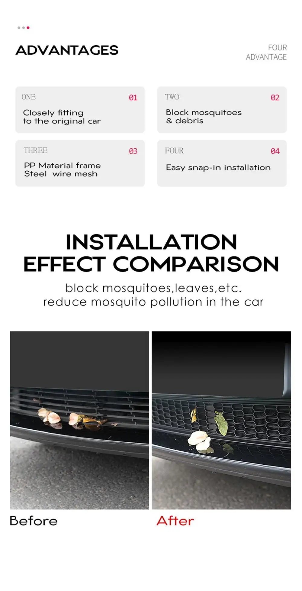 Tesla Model Y 2020-2024 Lower Bumper Anti-Insect Net – Dustproof Front Vent Grille Cover