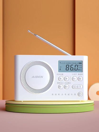 AIBEN C5S Mini Portable Radio — Handheld Rechargeable Digital FM Radio with USB Charging Port & Built-In Speaker