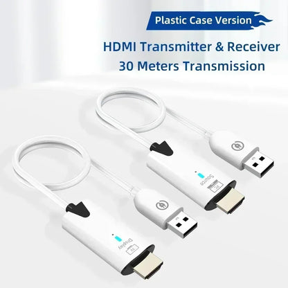 30M Wireless HDMI Video Transmitter & Receiver – Screen Mirror Adapter for Camera, PC to TV