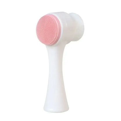 3D Double-Sided Silicone Facial Cleansing Brush – Soft Bristles Manual Massage Exfoliator for Deep Face Wash