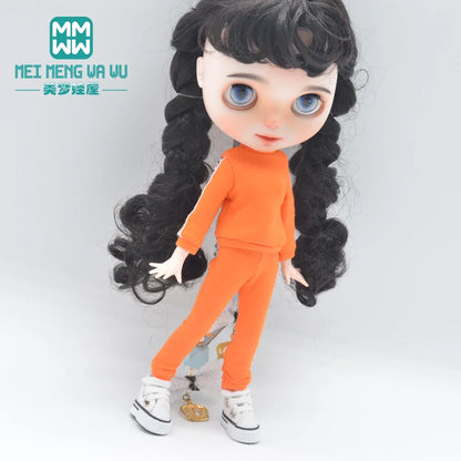 Blythe Doll Clothes – Fashion Tops, Black & White Shirts with Jeans & Plaid Pants for Azone OB22/OB24 Dolls