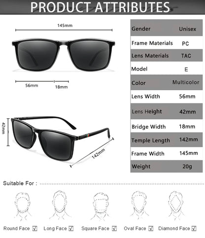 Luxury Square Vintage Polarized Sunglasses for Men & Women – UV400 Cycling, Driving, Fishing Eyewear