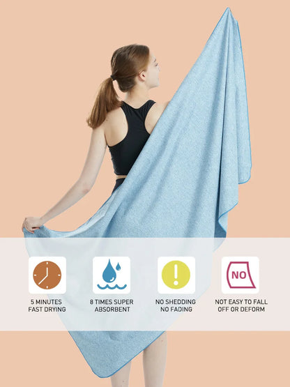 Microfiber Quick Dry Gym Towel – Silver ION Odor-Free Absorbent Workout Towel for Fast Sweat Drying