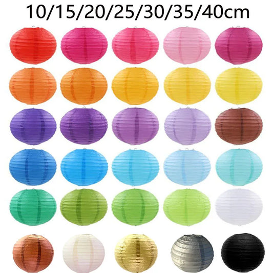Round Paper Lantern Hanging Ball Decor for Wedding & Birthday Party, DIY Lampion Craft Supplies in White, Red & Blue