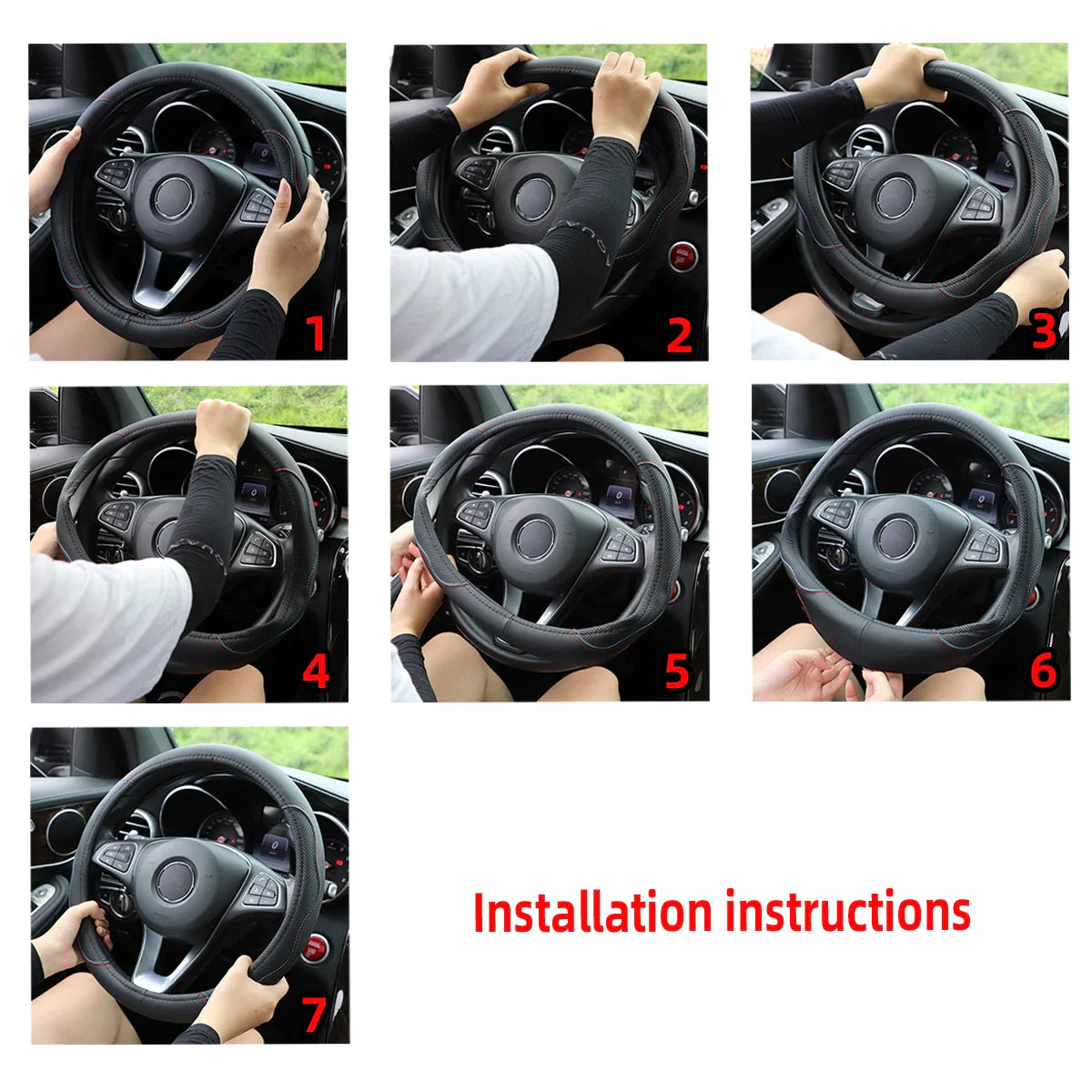 Artificial Lambskin 3D Sports Car Steering Wheel Cover — Fits 14.5-15 Inch (37-38CM) Wheels