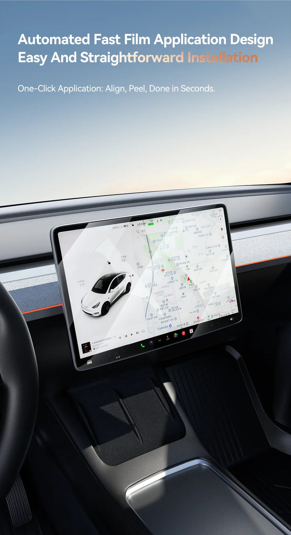 YZ Tempered Glass Screen Protector for Tesla Model 3/Y – Anti-Glare HD Center Console Film Protection Accessories
