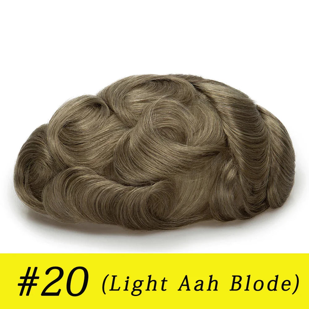 Ultra Thin Skin 0.03mm Men’s Toupee Human Hair Wig – Natural Hair Replacement System Lightweight Male Hairpiece