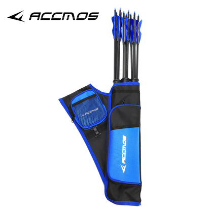 ACCMOS 3-Tube Arrow Quiver Pouch with Adjustable Belt — Recurve & Compound Bow Quiver for Hunting & Target Shooting
