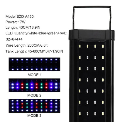Aquarium LED Light – Super Slim RGB Fish Tank Grow Light, Waterproof Clip Lamp for Aquatic Plants, 31-120cm