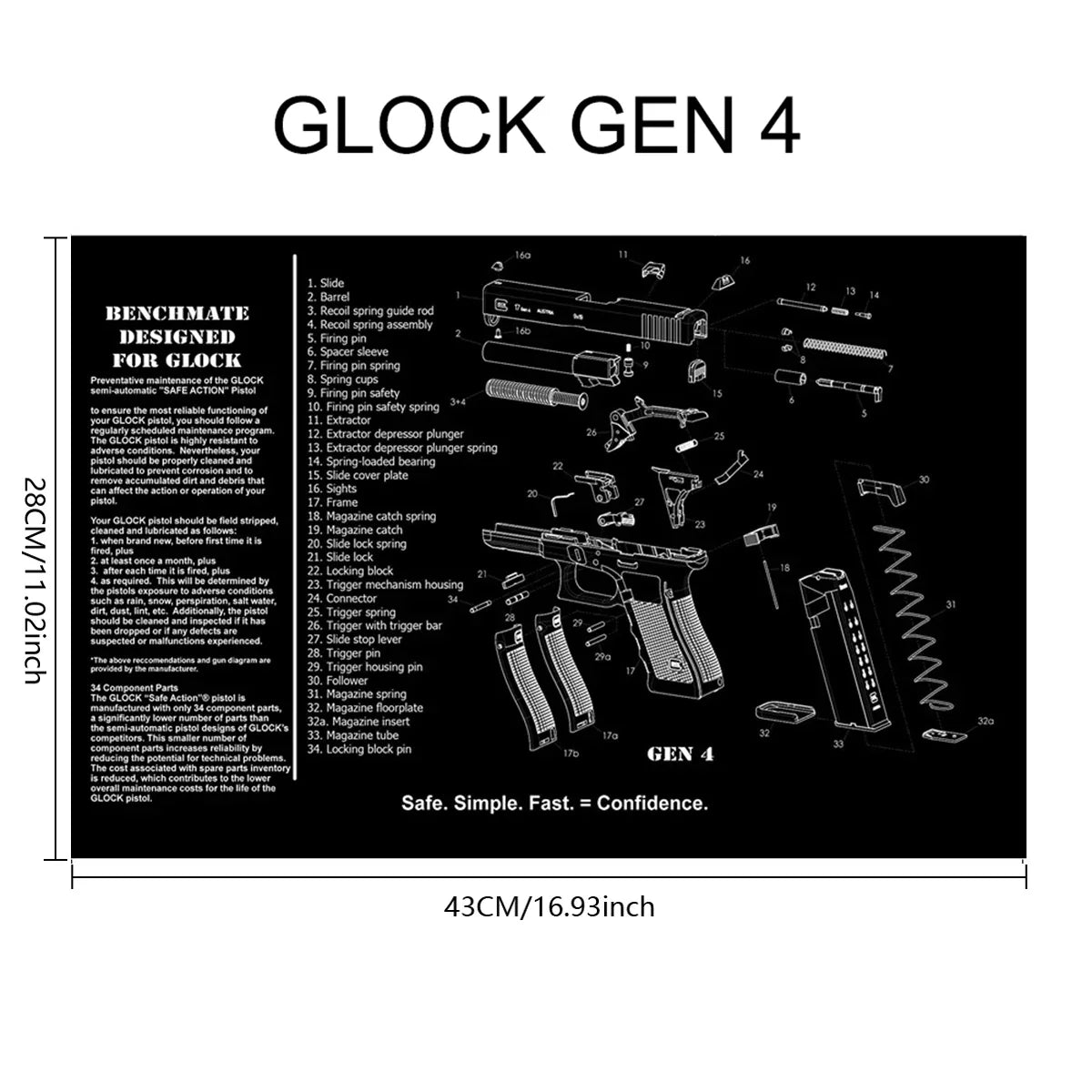 Gun Cleaning Rubber Mat Mouse Pad – AR15, AK47, Remington 870, GLOCK Gen4/Gen5, CZ-75, P220, P226, P229, Beretta 92, 1911 3D Work Mat