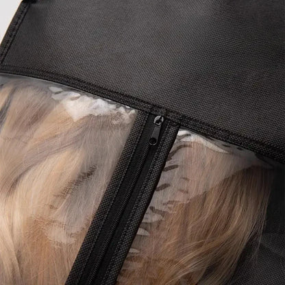 Transparent Wig Storage Bag with Hooks - Dustproof Wall Mounted Organizer for Salon & Home Hair Accessories