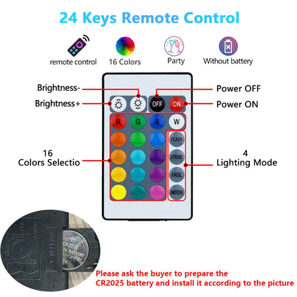 16-Color RGB LED Bulb E27 – Dimmable Multicolor 220V Household Lighting with 24-Key Remote & Neon Atmosphere Light