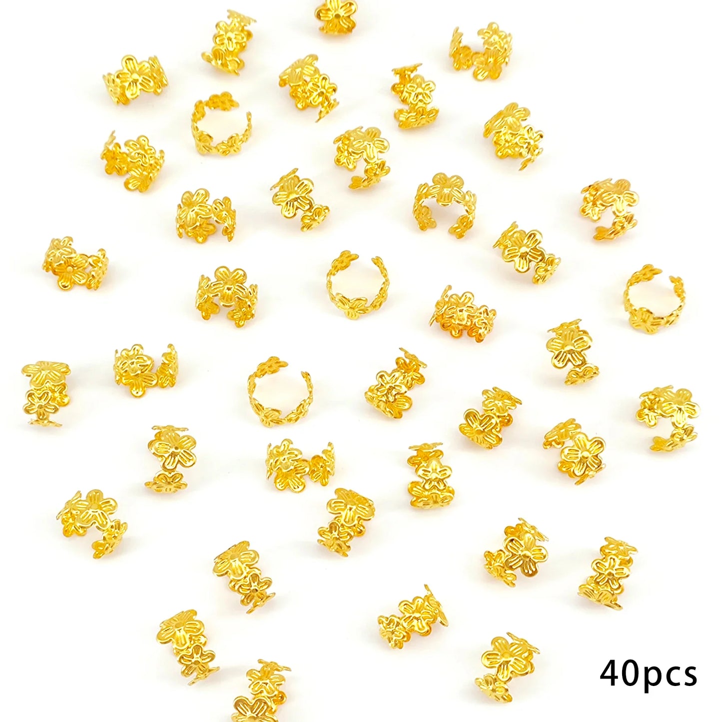40pcs Vine Leaf Hair Braid Rings – Vintage Alloy Hair Pins for Dreadlocks, Women & Girls Summer Hair Accessories