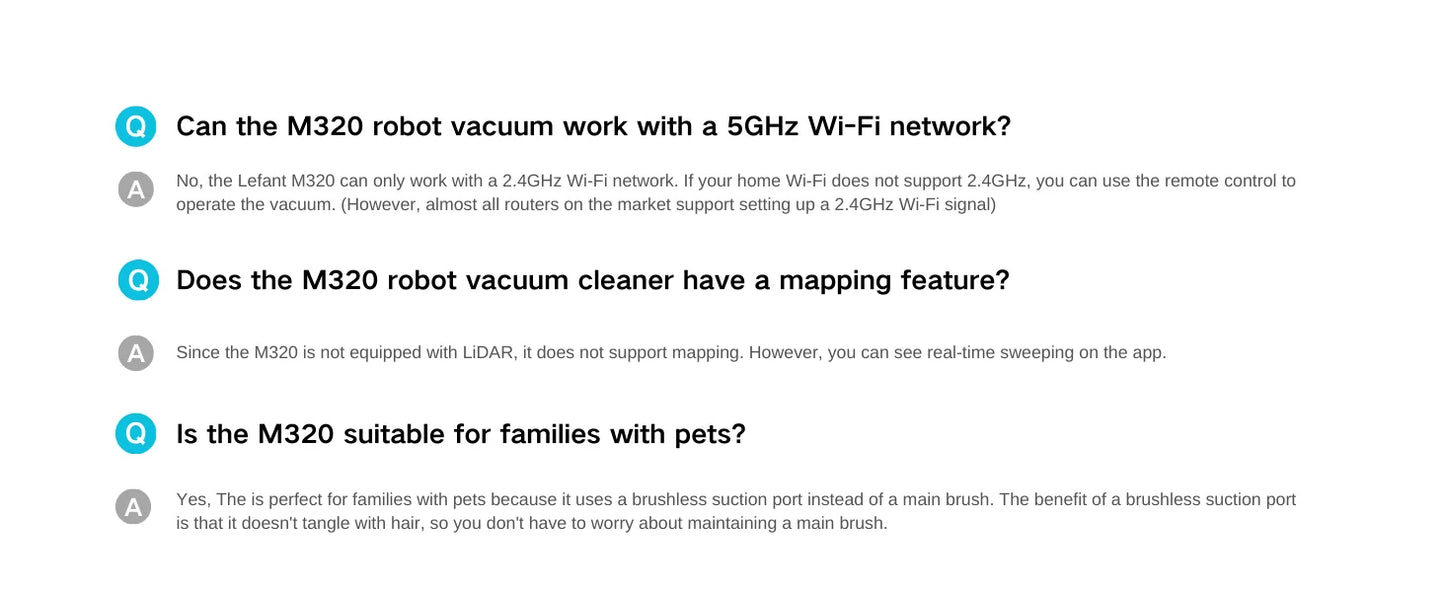 Lefant M320 Robot Vacuum Cleaner with Mop – 6000Pa Suction, 210 Min Runtime, 800ML Dustbin, Carpet Detection