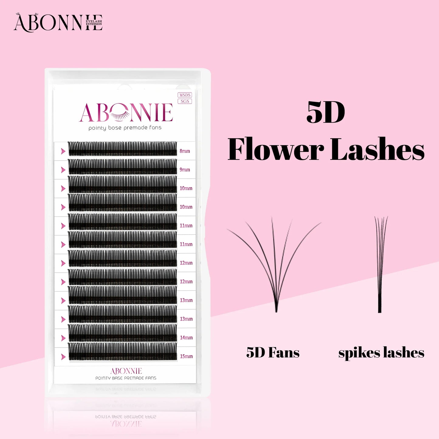 Abonnie 5D Flower Lashes | Premade Fluffy Volume Fans & Wispy Eyelash Extensions | Spikes for Full Lash Look
