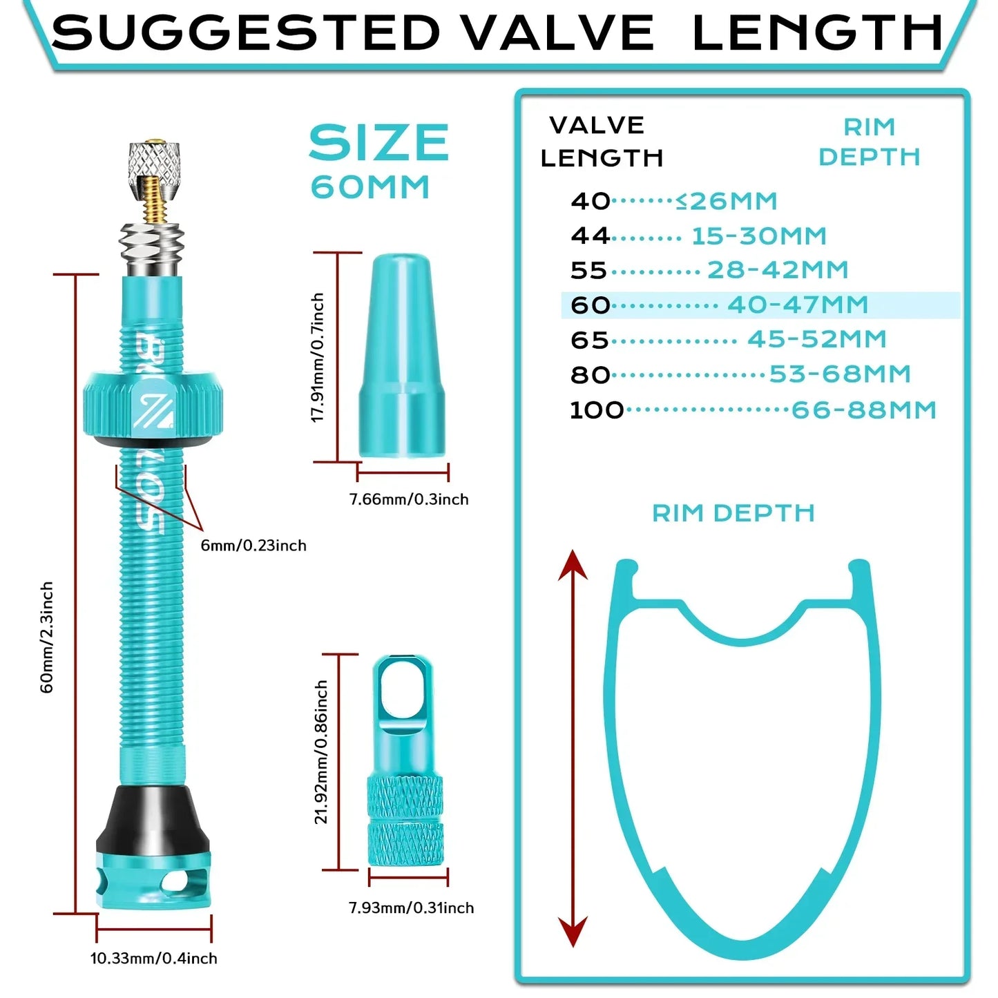 BUCKLOS Presta Tubeless Valve Stem 40/44/55/60mm — High-Quality Bike Tire Nipple for Road & MTB