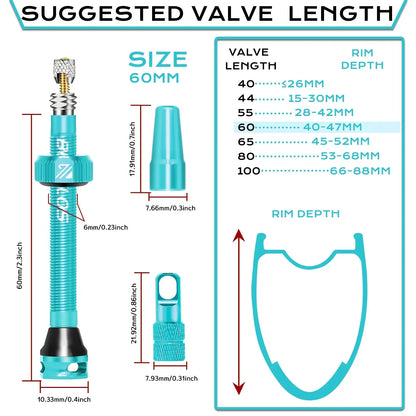 BUCKLOS Presta Tubeless Valve Stem 40/44/55/60mm — High-Quality Bike Tire Nipple for Road & MTB