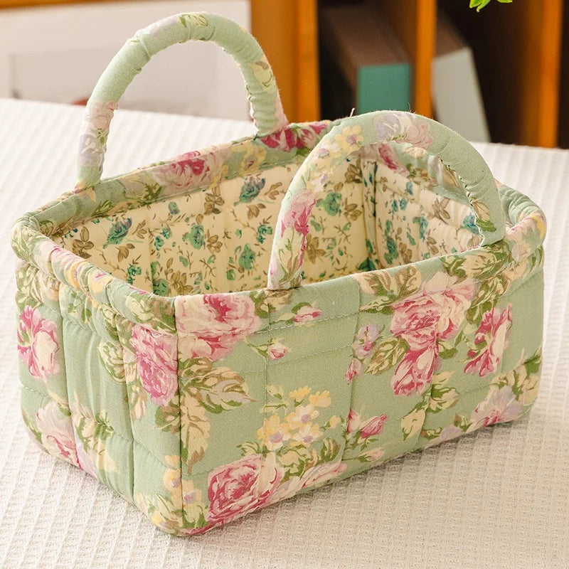 Thickened Cotton Fabric Storage Basket – Small Size Home Organizer for Cosmetics, Toys & Snacks, Household Cloth Storage Bin