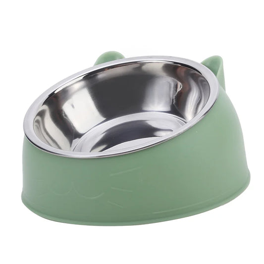 Stainless Steel Cat Food Bowl - Inclined Feeding Bowl for Cats and Puppies