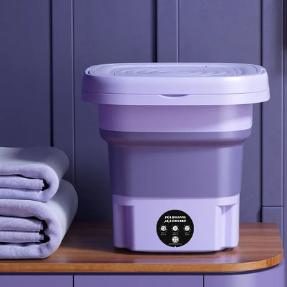 8L Portable Foldable Washing Machine – Mini Washer with Spin Dryer for Socks, Underwear & Panties
