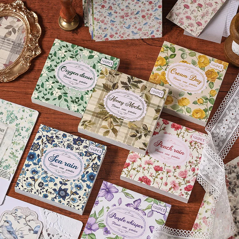 100 Pcs Vintage Multi-Style Writing Paper - Retro Stationery for Scrapbooking, Junk Journals & DIY Crafts