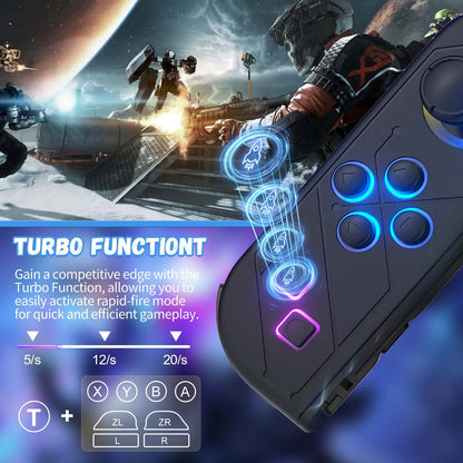 BT 5.2 Wireless Switch Joy Controller — L/R RGB LED Gamepad for Nintendo Switch/OLED/Lite with Dual Vibration & 6-Axis