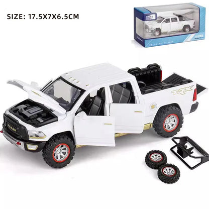 1:32 RAM Pickup Truck Alloy Model – Sound, Light & Spring-Back Action Toy for Kids’ Adventure Play