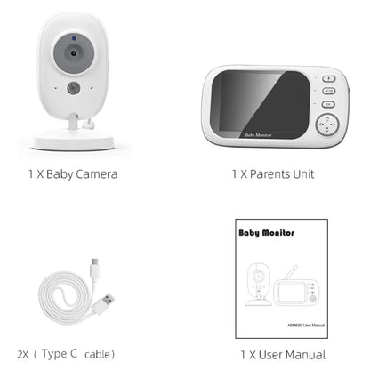 3.5" Video Baby Monitor — Night Vision, 2.4G Two-Way Audio, Temperature Display, Home Security Camera