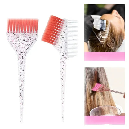 3pcs Hair Coloring Brush Set – Shiny Crystal Mixing Bowl & Easy-Clean Tinting Brushes for Salon & DIY Hairdressing