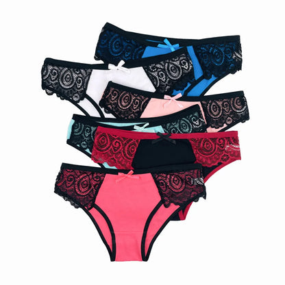 5-Pack Women’s Low Rise Lace Panties — Sexy Cotton Lingerie Briefs