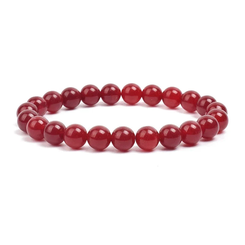 Natural Stone Bead Bracelet - Amethyst Crystal Quartz Aquamarine Jade Agate Elastic Bangle Jewelry for Women & Men