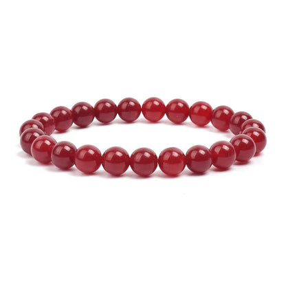 Natural Stone Bead Bracelet - Amethyst Crystal Quartz Aquamarine Jade Agate Elastic Bangle Jewelry for Women & Men