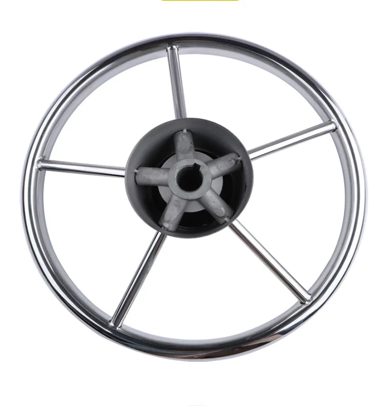 11" Stainless Steel 5-Spoke Boat Steering Wheel with Knob | 25° Marine Yacht Accessory
