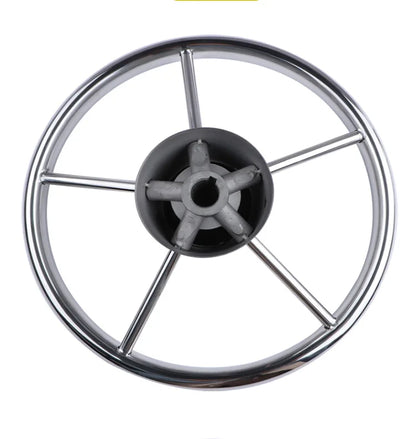 11" Stainless Steel 5-Spoke Boat Steering Wheel with Knob | 25° Marine Yacht Accessory