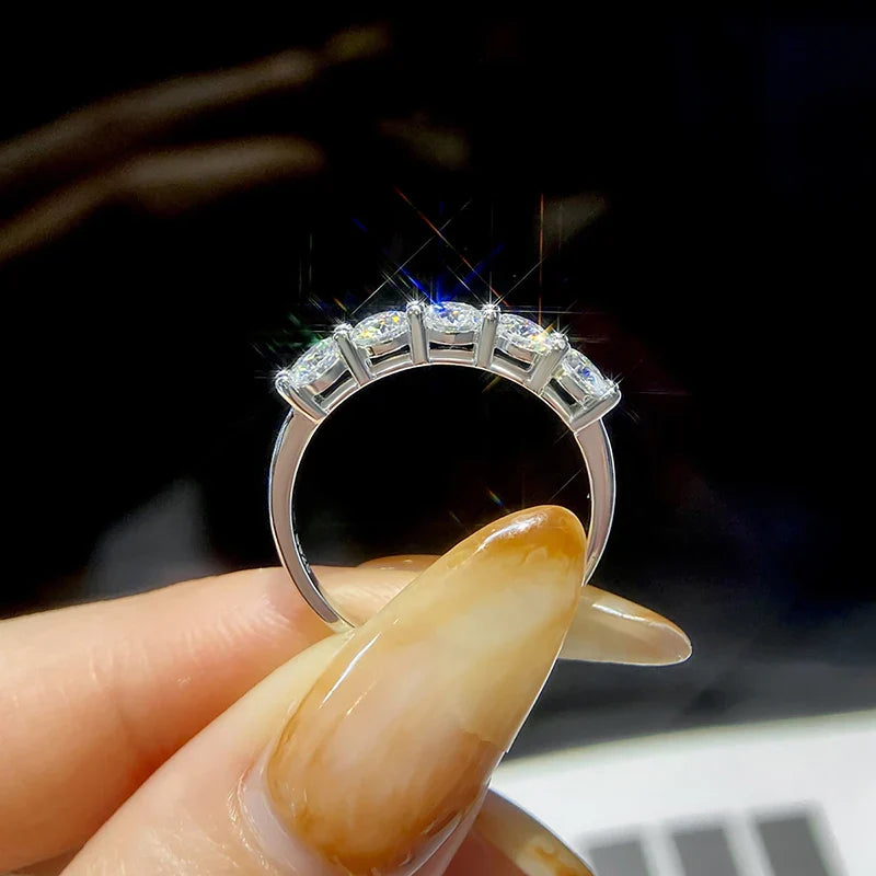 100% Pass Diamond Tester Pen & Moissanite Ring – Matching 925 Sterling Silver Wedding Band for Women