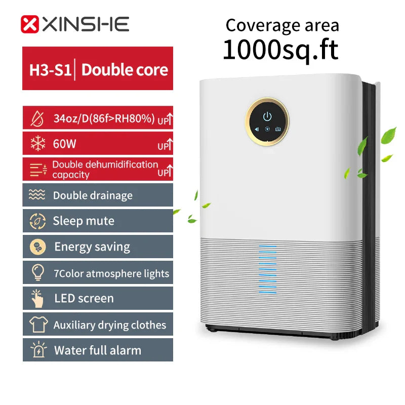 Dehumidifier – 1.2L Large Tank, Covers Up to 80m², Suitable for Home, Bedroom, Office & Kitchen, EU/US Plug