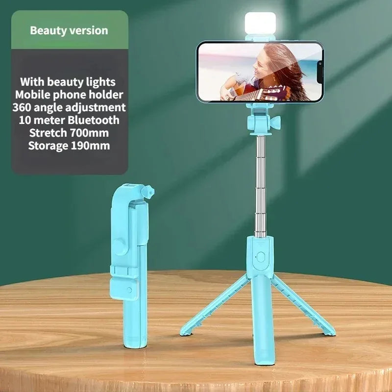 Wireless Selfie Stick & Tripod Stand with Light – Bluetooth Remote for iPhone, Mobile & TikTok Live