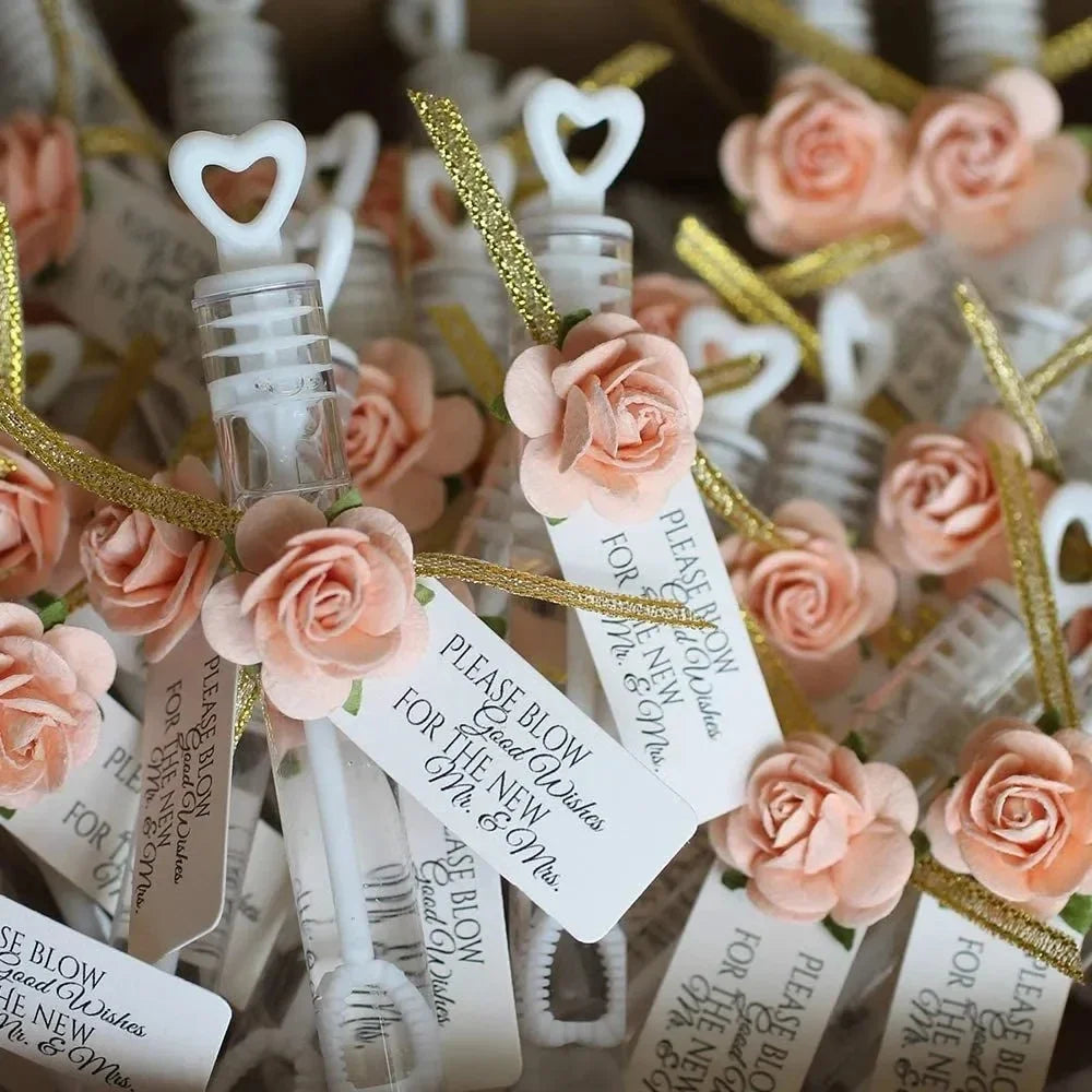 10/100Pcs Mini Heart Bubble Wands – Empty Wedding & Party Bubble Bottles, Baby Shower Favors, Kids Toys & Gifts