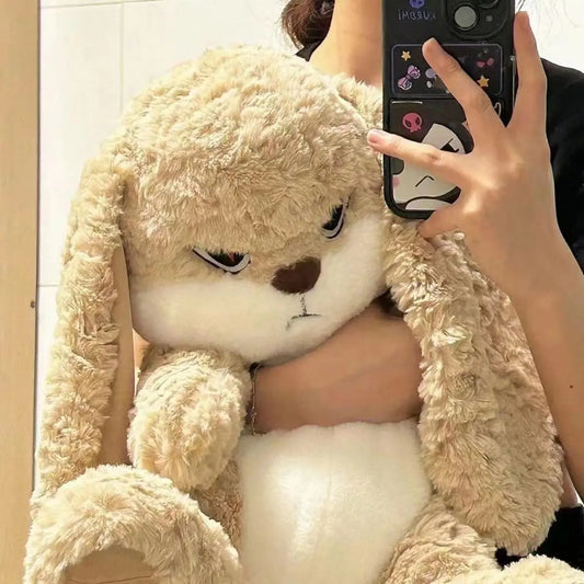 Large Angry Rabbit Plush Toy – Cute Kawaii Stuffed Animal Doll, Soft Plush for Room Decor & Birthday Gifts