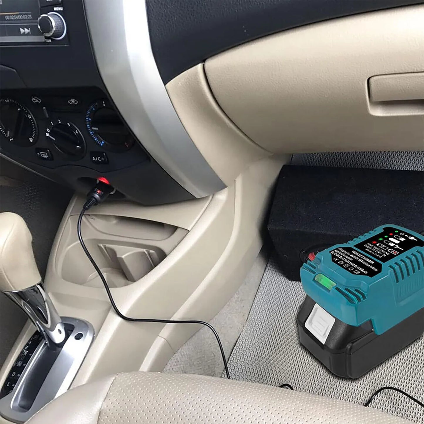 DC 12V/24V Mini Car Charger – Compact Li-ion Cigarette Lighter Plug with LED for Makita 18V LXT Batteries BL1860 & BL1830