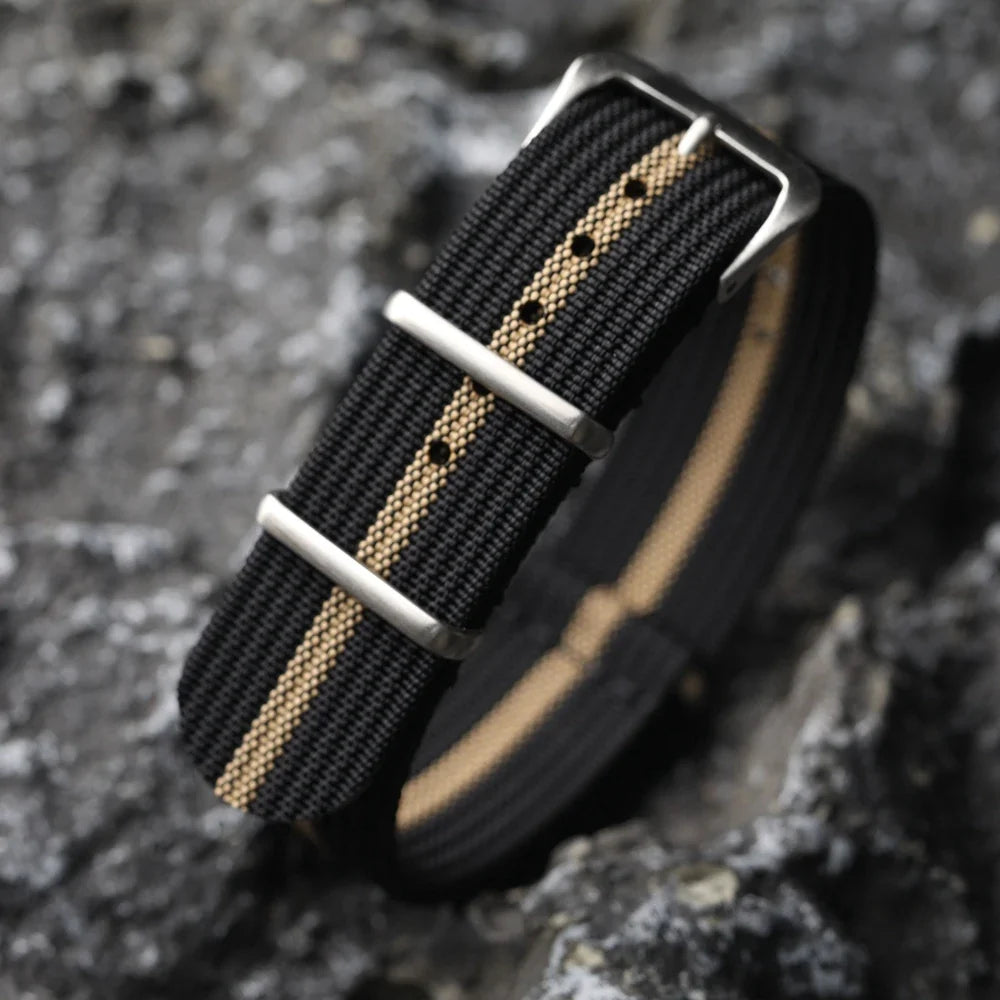 Ribbed Nylon Watch Strap - 18mm 20mm 22mm Military Style Replacement Watchband