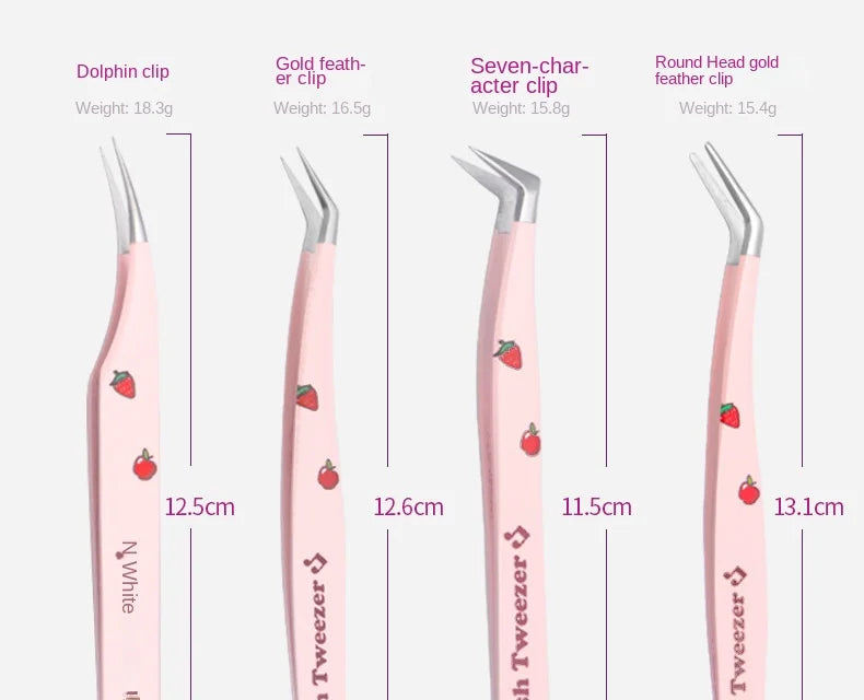 6 Types False Eyelash Tweezers — Stainless Steel Anti-Static Curved & 3D Lash Tools