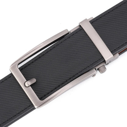 Men’s Luxury Leather Click Belt – Automatic Buckle Designer Waist Strap for Jeans (Blue, 3.5cm)