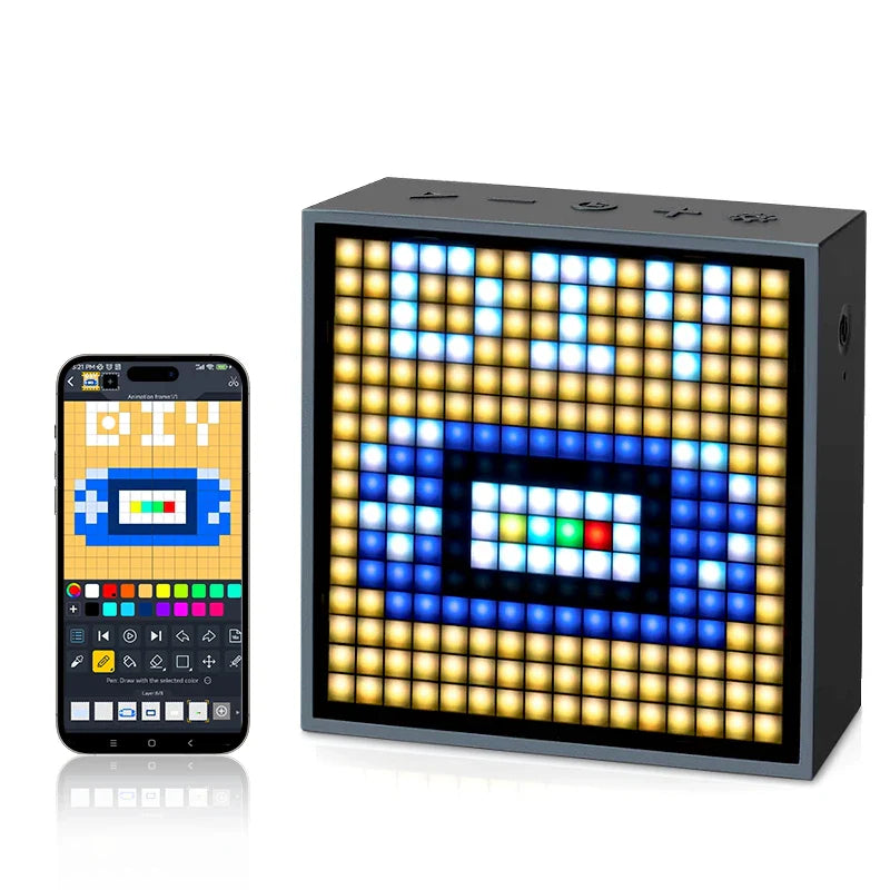 Divoom Timebox Evo Bluetooth Speakers – Wireless with Clock, Alarm, Programmable LED Display for Pixel Art Creation, Unique Gift